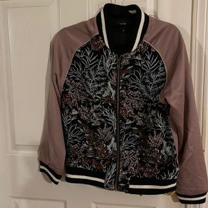 GOLDIE London Size XS Embellished Satin Bomber Jacket Mesh Black Ivory Zip $119
